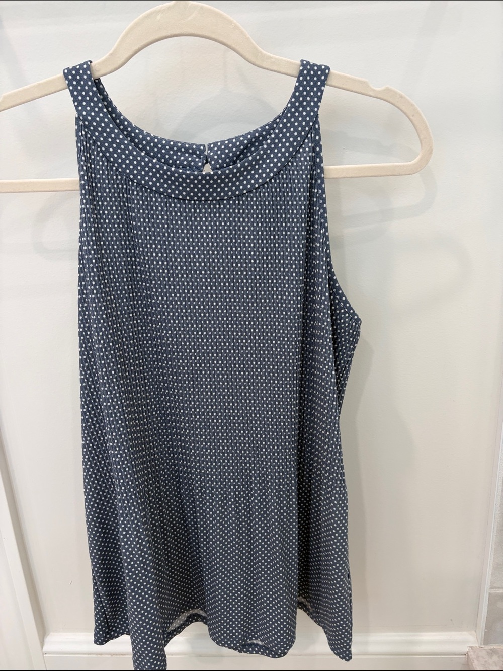 Adrianna Papell Navy Blue Polka Dot Tank Top